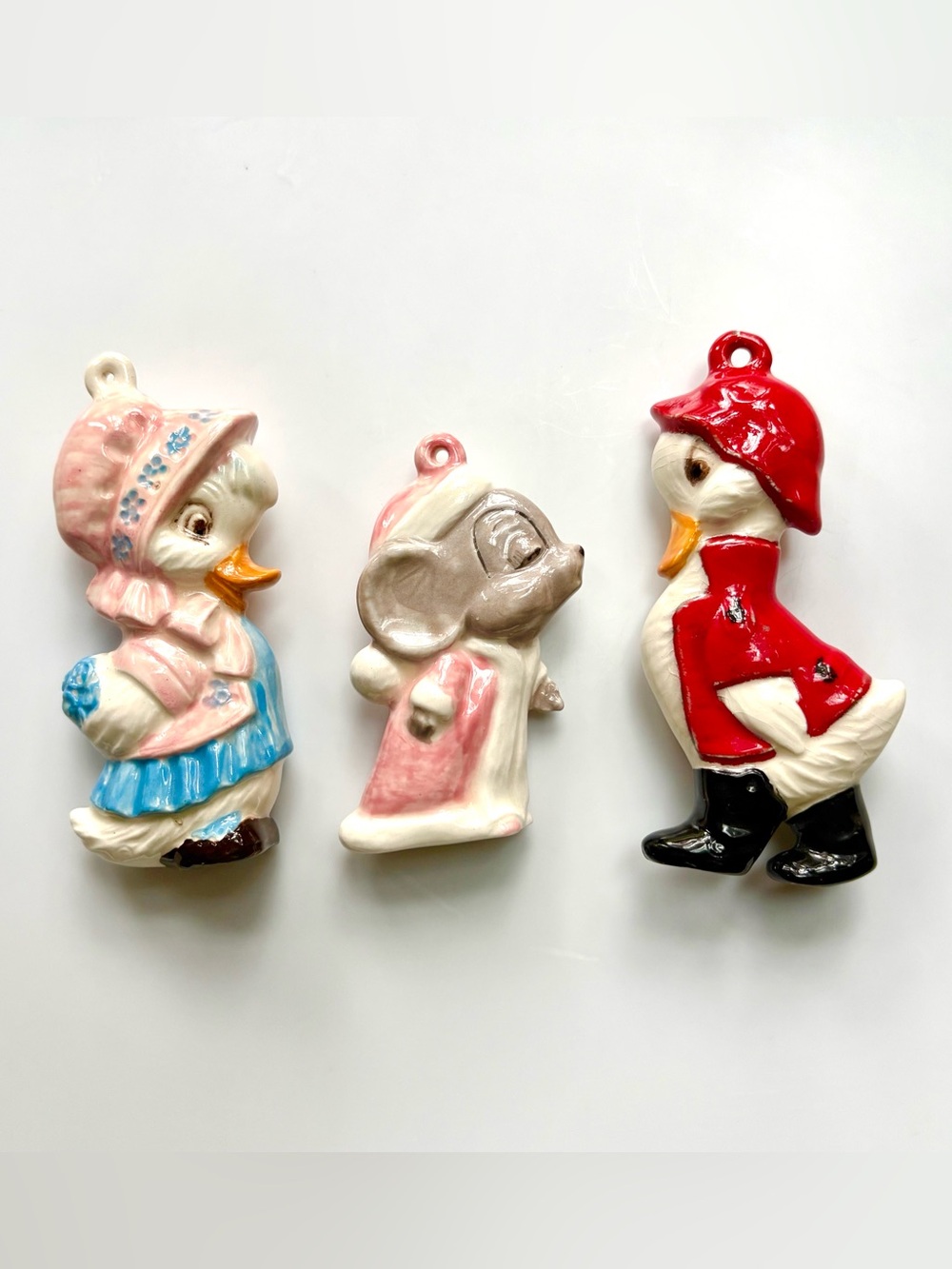 Vintage 1960’s ceramic ducks and mouse ornaments
